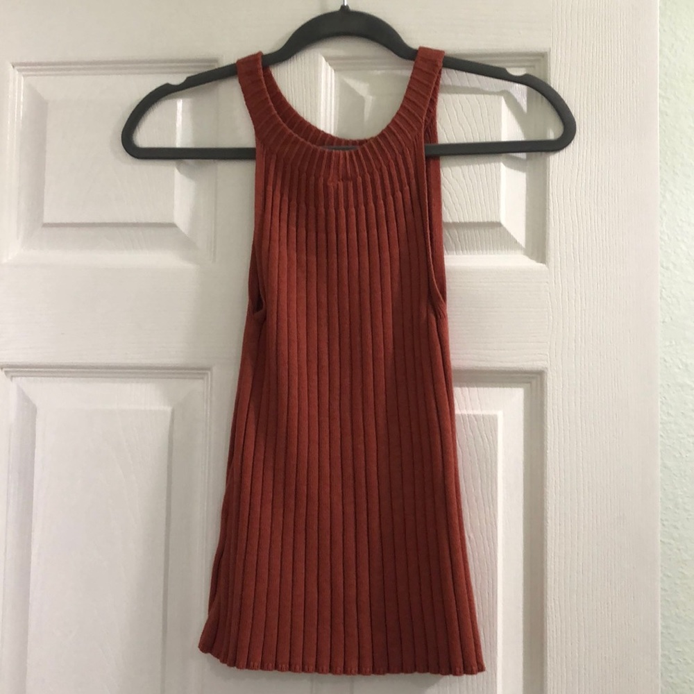 Coral Ribbed Knit Top